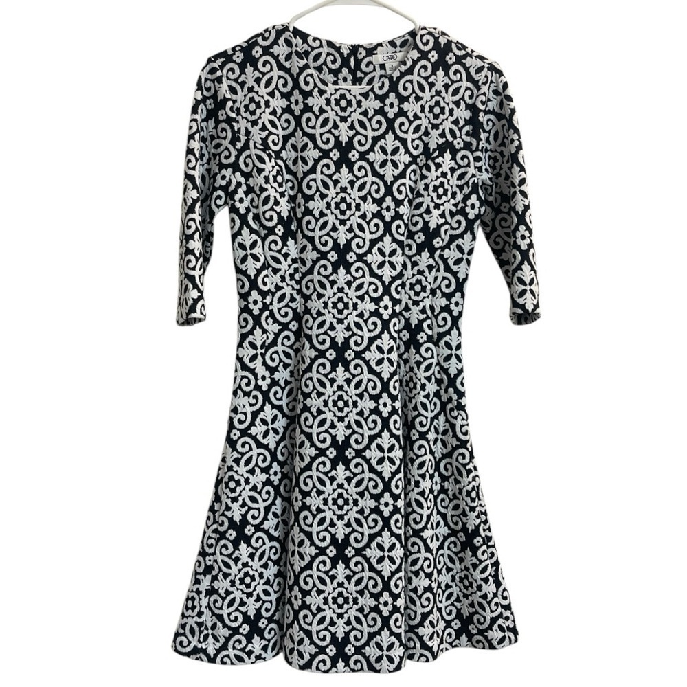 Cato Black & White Fit and Flare Dress - Size Women’s 6 - 3/4 Sleeve